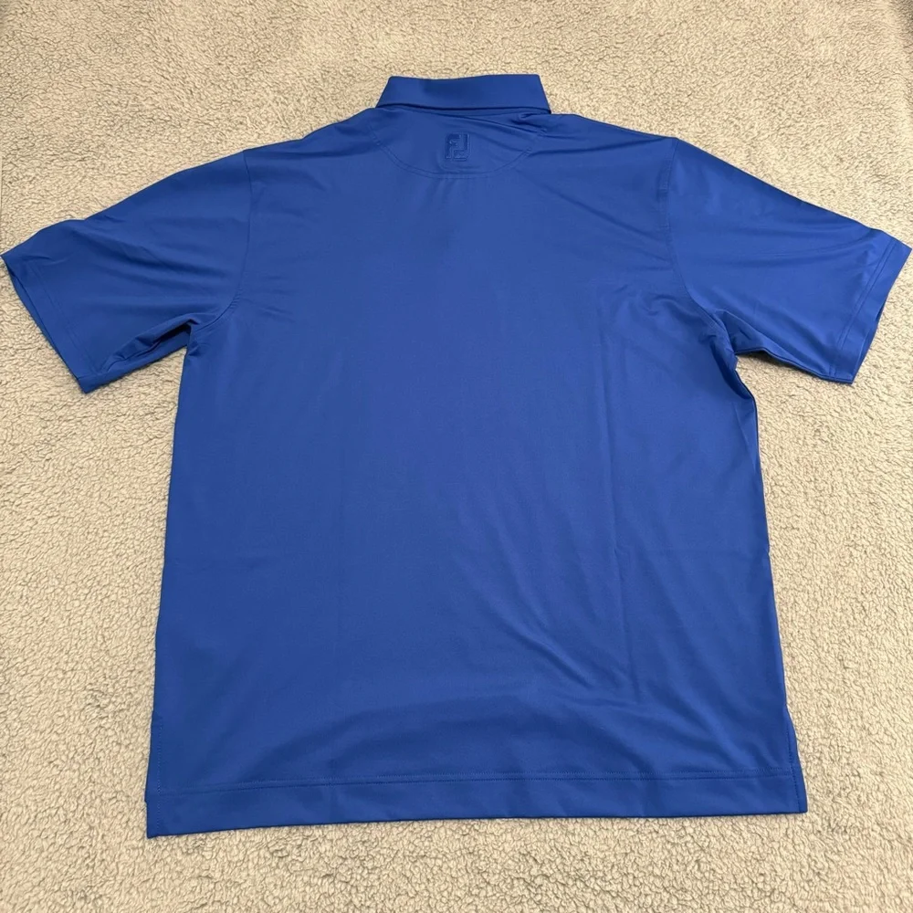 Footjoy Polo Shirt Men Large Blue Golf Performance Moisture Wicking‎ FJ Fox USGA